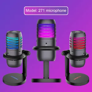 One-Key Mute Cardioid Condenser Microphone Singer Game Live Media Youtube Microphone With Rgb Colorful