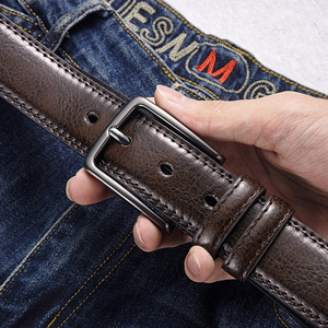 Cinturón de Diseño para Hombre, Estilo Retro Vintage, Hebilla de Pin, Casual, para Jeans, Clásico, de Negocios, Alta Calidad, PU Mate, Patrón Sólido - Product Image 5