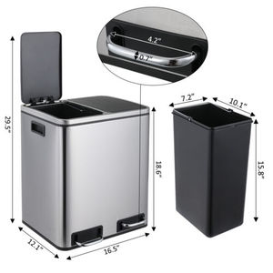 30L 48L bước vào thùng rác có thể thép không gỉ kép ngăn đạp bin - Product Image 2