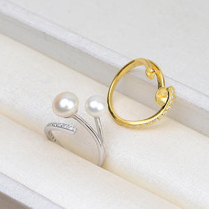 Accessoires pour bague ouverte à faire soi-même, argent S925, double perle, support semi-fini, incrustation, fournitures pour la fabrication de bijoux, 32 perles - Product Image 3