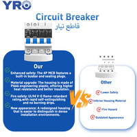 Disjoncteur miniature électrique YRO 4P 1000V pour tableau de distribution, mini MCB pour câblage de bâtiment et applications domestiques