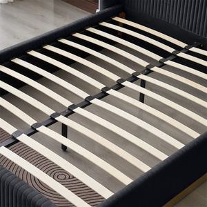 <span class=keywords><strong>Lit</strong></span> plateforme moderne minimaliste Queen/King avec rangement, revêtement en tissu velours et lattes en bois pour hôtels - Product Image 6