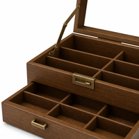 Boîte de rangement pour lunettes de soleil en bois avec dessus en verre pour 6 paires de lunettes