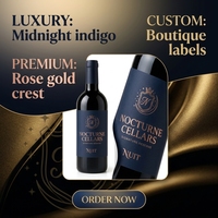 Étiquette de bouteille personnalisée en or rose indigo minuit, étiquette de luxe pour vignobles de boutique, idéale pour les cadeaux de mariage