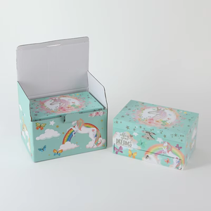 EQ Baby's MDF Wooden Clockwork Music Box Rotating Unicorn Glitter Rainbow Design Jewelry <b>Storage</b> <b>2</b> Pullout <b>Drawers</b> Cartoon Music - Product Image 2