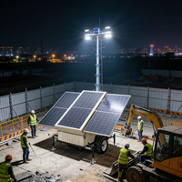 Tour d'éclairage mobile portable à levage manuel, alimentée par l'énergie solaire et le diesel, 5 m, 7 m, 9 m, certifiée CE EPA
