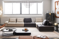 Ensemble de canapés de luxe en cuir de style moderne pour projets hôteliers, avec revêtement en coton écologique en forme de L