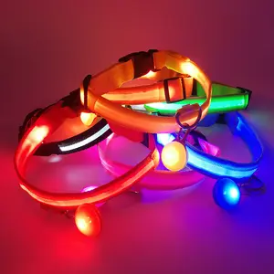 LED ışıklı pet köpek kedi tasma lüks USB şarj edilebilir parlayan yanıp sönen gece yürüyüş köpek güvenli anti-kayıp LED pet yaka