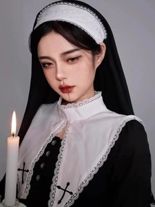 2024 di Halloween abito Sexy a vita alta abito da <span class=keywords><strong>suora</strong></span> scuro tubino nero - Product Image 2