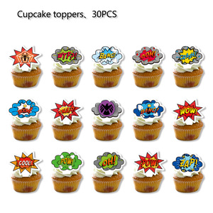 Màu xanh thành phố anh hùng siêu anh hùng bữa tiệc sinh nhật Nguồn cung cấp Bộ đồ ăn dùng một lần tấm giấy Khăn trải bàn biểu ngữ siêu anh hùng bên trang trí - Product Image 6