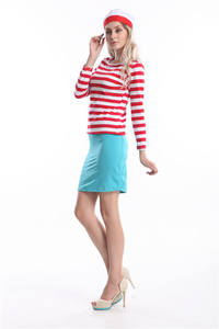 에코왈슨 웨어즈 월리 여성 의상 80년대 웬다 웬디 만화 캐릭터 코스프레 카니발 의상 - Product Image 3