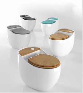 <span class=keywords><strong>WC</strong></span> en céramique KD-20CTB au design <span class=keywords><strong>vintage</strong></span> noir et blanc, sanitaires de Chaozhou, toilette en forme d'œuf à poser au sol - Product Image 4