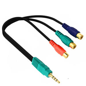 Câble AV plaqué or YR-AV-7A, adaptateur 3,5 mm vers 3RCA femelle, câble audio-vidéo composite un-vers-trois, rouge, vert, bleu - Product Image 4