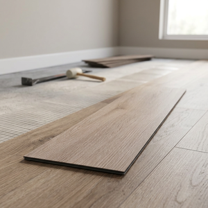 Suelo SPC Rectangular con Textura de Madera de Roble Gris Claro, Núcleo Rígido, Impermeable, Sistema de Clic - Product Image 2