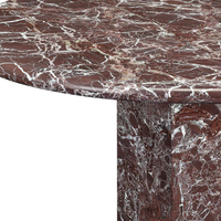 Table à manger en marbre brun Dream Home, plateau circulaire, base hexagonale, veine dorée, pierre naturelle, mobilier de salle à manger