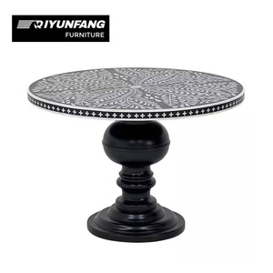 Table à manger ronde vintage peinte à la main avec incrustation de coquillages en bois massif de style cour de <span class=keywords><strong>Paris</strong></span> ancienne - Product Image 5