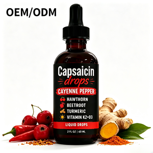 Gotas Personalizadas de Cayena, Cúrcuma, Remolacha y Espino Blanco D3 K2 OEM para Apoyo al Metabolismo Cardiovascular, Fabricante GMP, Gotas de Pimienta de Cayena - Product Image 1