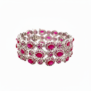 Pulseras de tenis hechas a mano Unisex, joyería con gema de rubí Natural, Plata de Ley 925 - Product Image 1