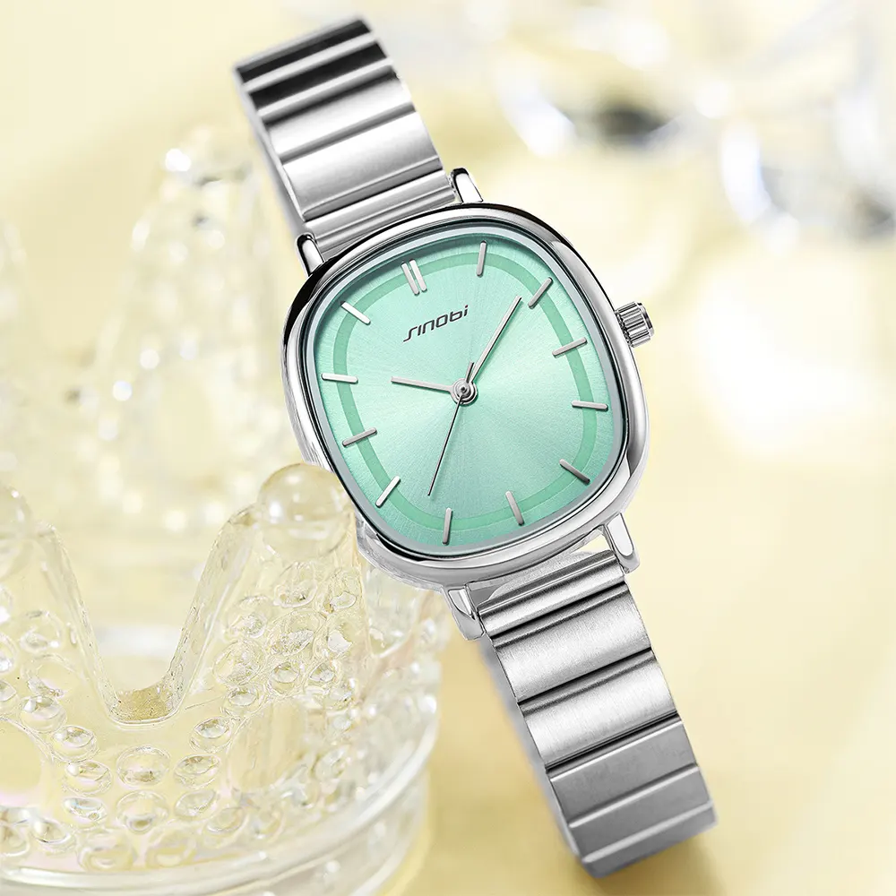 Montre Femme Small Dial Green Elegant Stainless Steel Elegant Quartz Luxury Ladies Watch in wristwatch S9869L