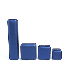 Luxury Fashion Pink PU <strong>Leather</strong> Jewelry Box Set Jewelry Gift Ring Necklace Box Packaging With Crown Button - Product Image 6