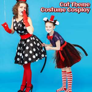 Costume de <span class=keywords><strong>chat</strong></span> en chapeau rouge et blanc rayé SOLPOP pour Halloween, journée de lecture en Amérique, déguisement pour adulte - Product Image 3