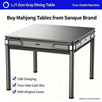 Table de Mahjong Automatique Pliable Finition Brillante Café Foncé pour Usage Domestique ou en Club