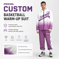 Ensemble de survêtement de basketball personnalisé haut de gamme par sublimation, veste zippée et pantalon, séchage rapide, uniforme d'équipe pour clubs et académies, vente en gros
