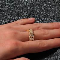 Ganku Bague pour homme en or 18K populaire Hip-hop à une rangée 8mm Zircon Cubain Vente en gros Marque de mode Matériau principal Cuivre