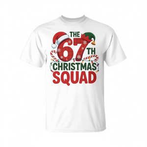 Camiseta del 67º Escuadrón de Navidad, regalo familiar para las fiestas, diseño rojo y blanco - Product Image 2