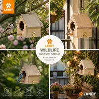 Nichoir en bois naturel suspendu pour oiseaux, décoratif d'extérieur, avec perchoir et porte de nettoyage pour jardin et cour arrière