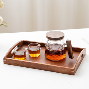Sandalwood <b>Tray</b> Rectangular With Handle For Tea Serving Home Hotel Use - Product Image 3