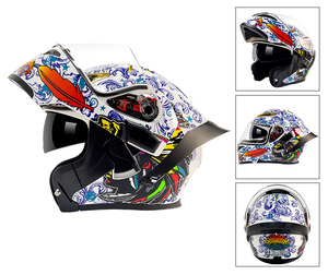 Casco da <span class=keywords><strong>Moto</strong></span> Integrale Apribile in <span class=keywords><strong>Carbonio</strong></span> con Doppia Lente e Alettone Posteriore, Certificato DOT per Motocross, ATV, Kart e Racing - Product Image 3