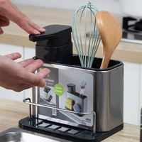 Support de rangement durable en acier inoxydable pour éponge de cuisine et salle de bain, facile à nettoyer, avec bac de drainage pour évier