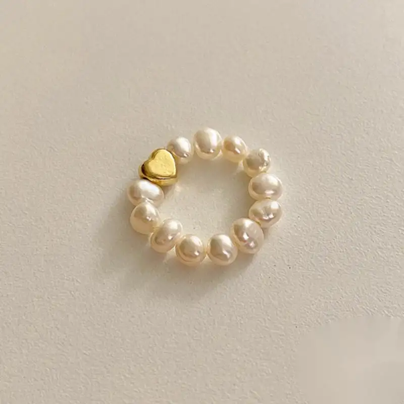 Fine Shell cincin hati mutiara 18K emas diisi berlapis 925 perak murni mode antik kejutan perhiasan yang dapat disesuaikan untuk wanita