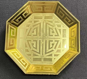 Double placage multicolore <span class=keywords><strong>Plat</strong></span> octogonal unique vieilli Plateau de fruits imprimé en relief Assiette de présentation décorative pour mariage - Product Image 6
