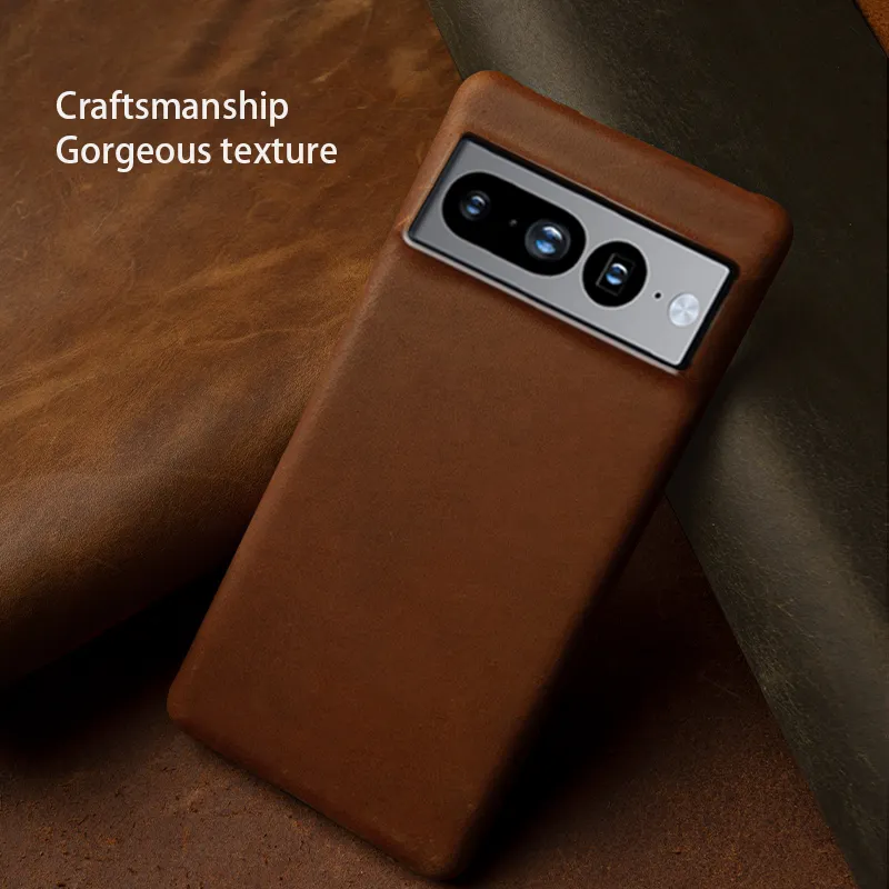 For Google Pixel 7 6 pro Phone Genuine Leather Case showcases your taste with its unique design and texture