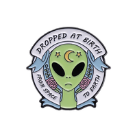 Bros berbentuk alien kartun lucu, unik dan kreatif, lencana logam seri luar angkasa, aksesori pin yang menyenangkan