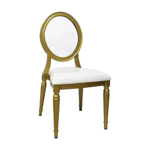 Wholesale Stackable Gold Aluminium Loui Ghost Chairs Clear Acrylic Dining French Restaurant Banquet Wedding Events Packed Metal