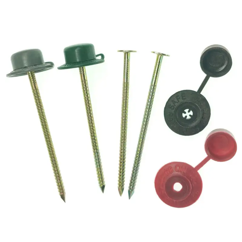 100pcs/bag 75mm 90mm 120mm metal galvanized safetop roofing nail IBR safe top roof screw with plastic washer for Zambia