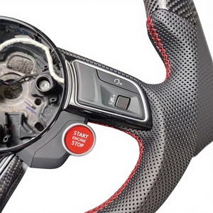 Volant sport en cuir carbone forgé avec surpiqûres blanches pour <span class=keywords><strong>Audi</strong></span> RS3 8Y RS4 RS5 B9.5 2020+ - Product Image 5