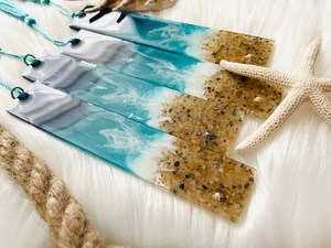 Marcapáginas Prsonalised hecho a mano playa océano inspirado resina marcapáginas regalo para amantes de los libros recuerdo de fiesta - Product Image 4