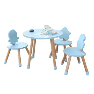Conjuntos de móveis de mesa de crianças, cadeiras de mesa de crianças nórdicas do oceano azul para meninos e meninas