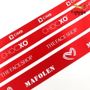 Mafolen fabrika ucuz 6-100mm beyaz özel Logo baskılı kırmızı Polyester saten kurdele hediye sarma için