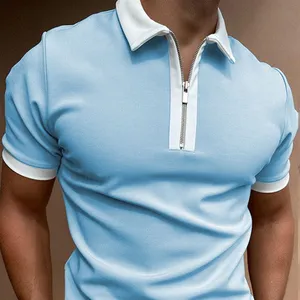 2023 bahar/yazlık T-Shirt erkek yeni Polo GÖMLEK moda fermuar tasarım renk blok T-Shirt