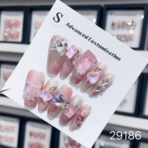 Ongles de luxe bling faits à la main manucure française sur 10 pièces vente en gros d'usine de manucure acrylique à la mode - Product Image 5