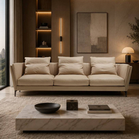 Canapé 3 places YUANCHANG moderne à accoudoirs inclinés en cuir véritable avec pieds en acier inoxydable pour salon de villa de luxe