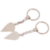 Fabrication de porte-clés en métal personnalisés, porte-clés en forme de cœur assorti pour couple, porte-clés en argent en forme de cœur fendu pour cadeau souvenir de la Saint-Valentin