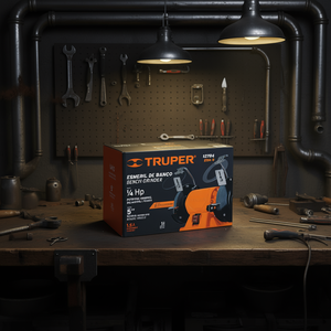 Meuleuse d'atelier électrique Truper EBA-5 de 5 pouces, 1/4 CV, pour meulage à usage général, qualité industrielle, garantie 1 an, orange et bleu - Product Image 2