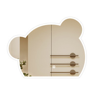 Miroir de salle de bain LED en forme d'ours, miroir de vanité mural anti-buée, double commande tactile, 3 couleurs de lumière, gradation progressive