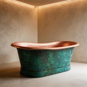 <span class=keywords><strong>Bañera</strong></span> <span class=keywords><strong>de</strong></span> Cobre Hecha a Mano con Acabado en Pátina Verde, <span class=keywords><strong>Bañera</strong></span> Independiente <span class=keywords><strong>de</strong></span> Estilo Antiguo para Villa - Product Image 1